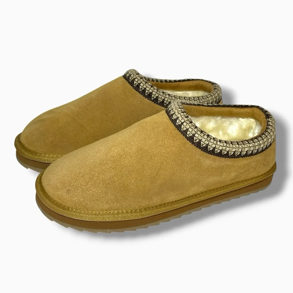 Lands End KIDS Suede Hearth Slippers Chestnut Size US 4M New With out Box